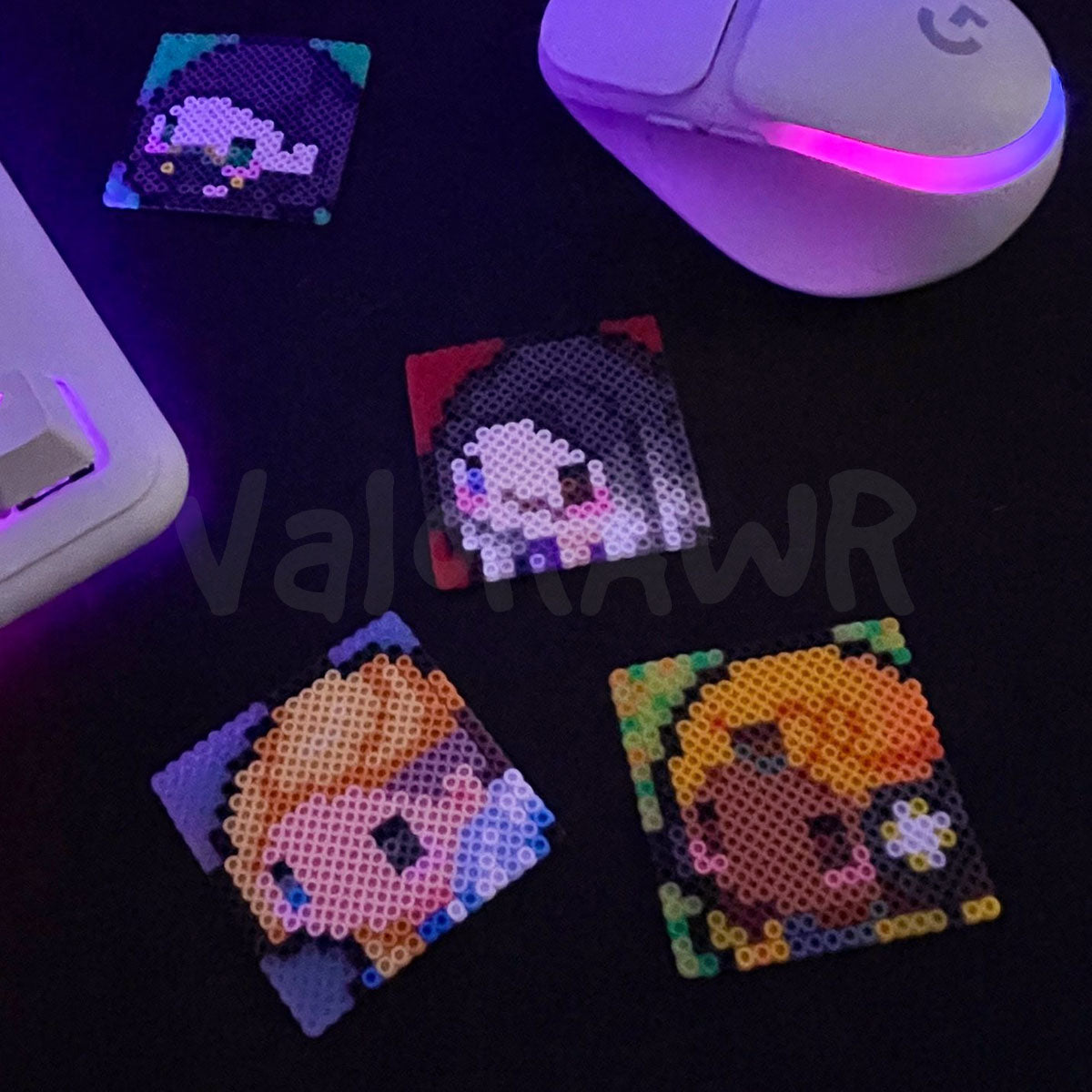 Square Pixel Art, Perler Beads | Customizable Keychain