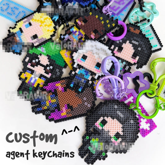 Agent Pixel Art, Perler Beads | Customizable Keychain