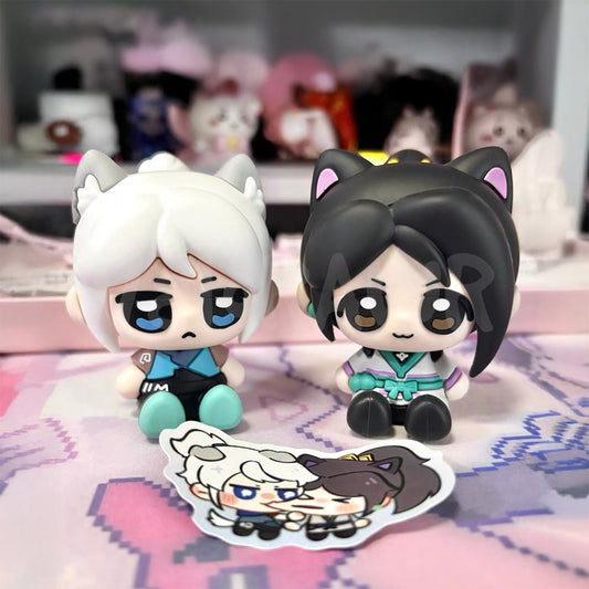 Cat Duo Display Companions | Jett & Sage Chibi Figurines