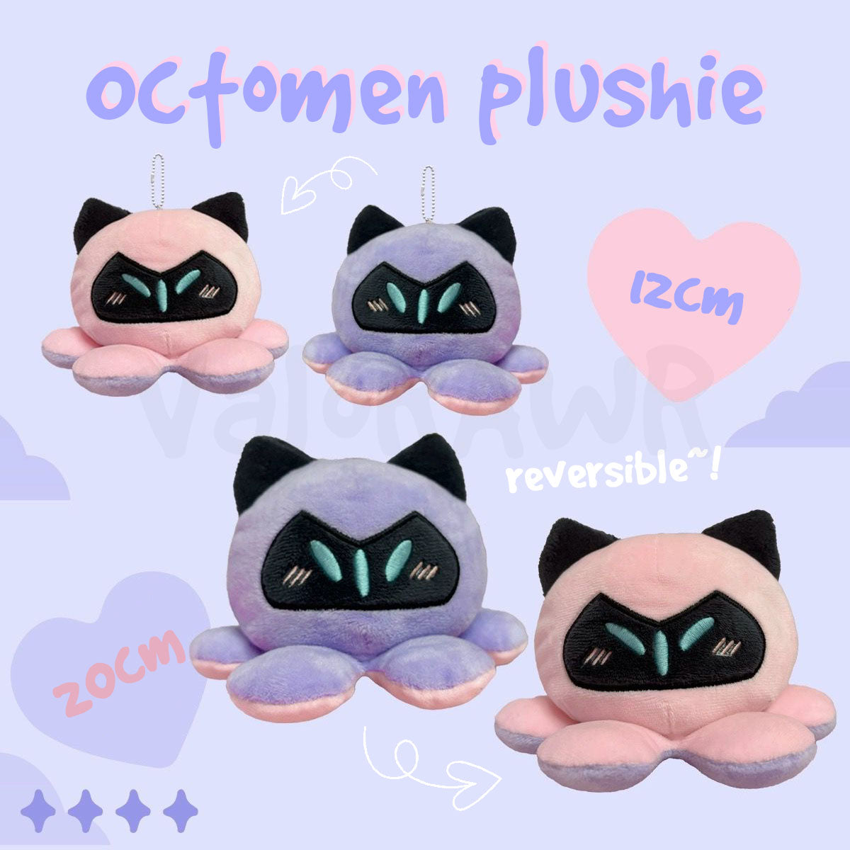 Omen Plush | Octomen Plushie | Pink Purple Reversible Plushies