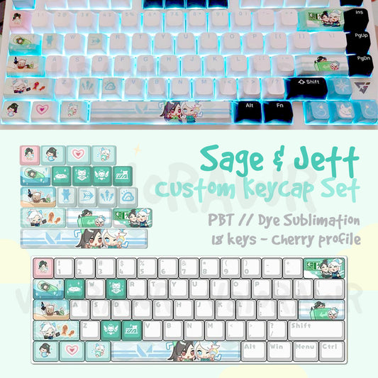 Sage Jett Keycap Set | 18 Keys Set
